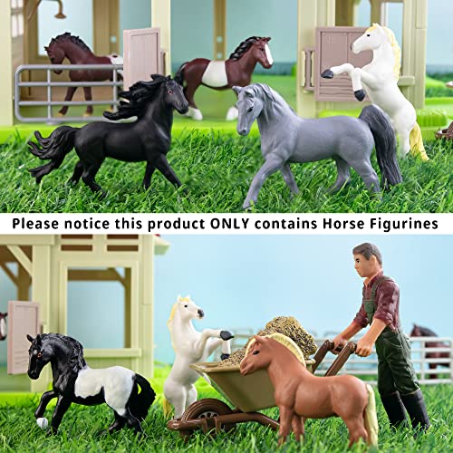 Toymany 12PCS 2-3" Tiny Horse Figurines Toy Set, Plastic Pony Small Foal Figures, Birthday Gift Cupcake Horse Cake Topper for Kids Toddlers - style: C-Horses
