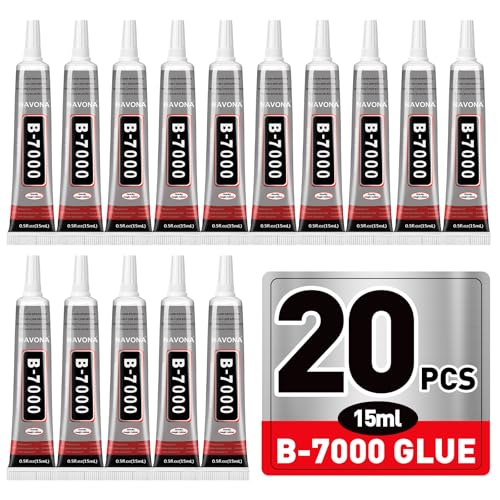 20 PCS 15ml B7000 Rhinestone Glue Clear with Precision Tip, Bedazzling Glue, Multipurpose Super Glues for Nail, Craft, Jewelry Making, Nail Art, DIY, Makeup, Shoes
