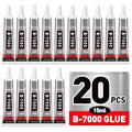 20 PCS 15ml B7000 Rhinestone Glue Clear with Precision Tip, Bedazzling Glue, Multipurpose Super Glues for Nail, Craft, Jewelry Making, Nail Art, DIY, Makeup, Shoes
