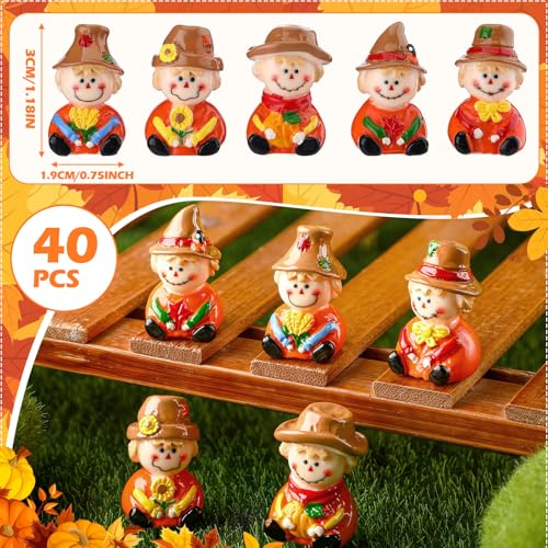 Wesiti 40 Pcs Fall Mini Scarecrow Resin Figurine Fall Miniature Statues - style: Scarecrow