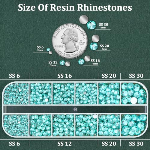 Resin Rhinestones for Crafting with B7000 Jewelry Glue, 1 Box Aquamarine Flatback Crystals with 3Pcs 10ml Glue for Bedazzling Crafts DIY Nail Art Makeup，Non Hotfix Gems for Clothing Shoes - color: Aquamarine, size: 1 Small Pack with Glue