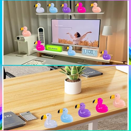 50Pcs Mini Flamingo Figurines, Multi-Color Resin Animal Decor for Fairy Garden, Plant Pot, Cake Topper, DIY Crafts, Pool Party, Home & Micro Landscape Decor - style: 50PCS Flamingos