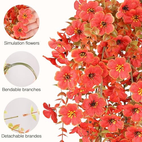 Artificial Fall Flowers for Outdoors UV Resistant Fake Mums Orange Decor - color: Full Orange