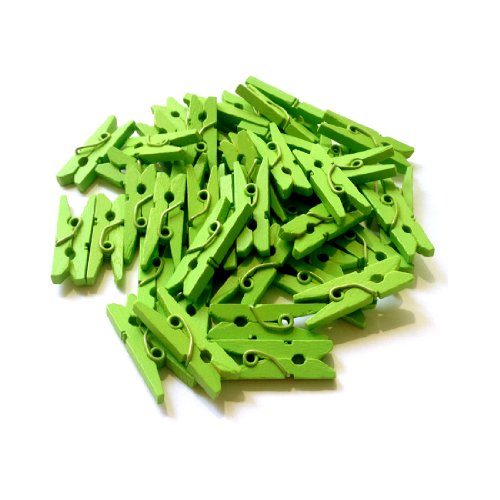 LWR CRAFTS Wooden Mini Clothespins 100 Per Pack 1" 2.5cm (Lime Green) - color: Lime Green