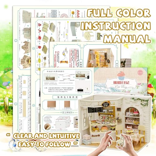 Kisoy Romantic and Cute Dollhouse Miniature DIY House Kit Creative Room Perfect DIY Gift for Friends,Lovers and Families (Cake Diary) - color: Cake Diary