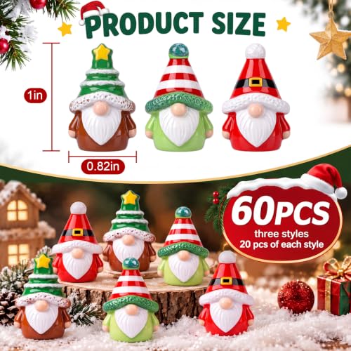 Yaomiao 60 Pcs Mini Resin Christmas Gnomes Figurines Bulk Small Resin Christmas Tree Gnome Miniature Gnomes Decoration for Table Landscape Tiered Tray Decor - style: Christmas Multi-color