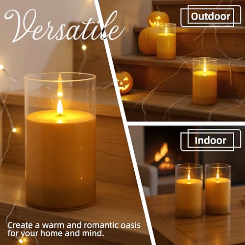 NICEME 7" x 4" Large Waterproof Outdoor Flameless Candles with Remote Control and Timer, Acrylic Outdoor Flickering Candles Battery Operated for Indoor Outdoor Lanterns Patio Porch, Long Lasting 2PCS - color: Ivory + Clear Acrylic, size: D 4" X H 7"
