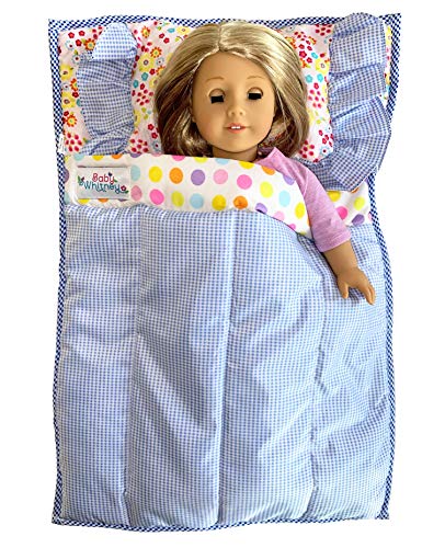 Whitney Baby Doll Bedding Set - Pillow, Blanket, Quilt for American Girl Doll