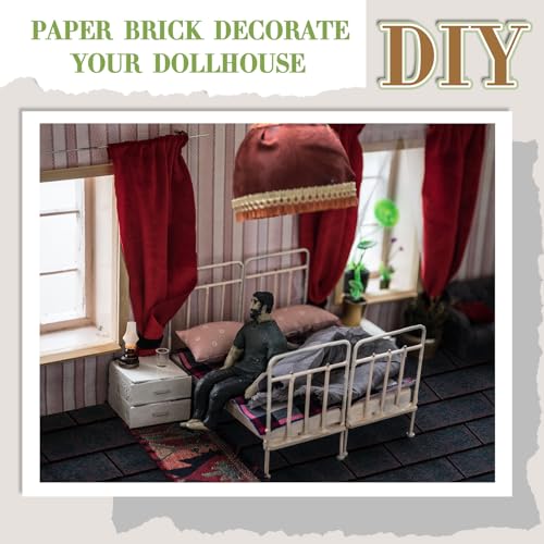 Flutesan 24 Pcs Miniature Dollhouse Wallpaper, Black Shingles - style: Black Shingles