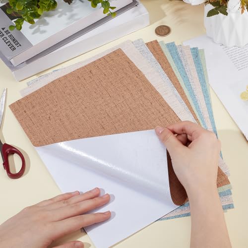 10 Sheets Dollhouse Wallpaper, 5 Colors Self Adhesive Textured Stickers Waterproof Floorboard Sticker Gloss Card Sheet for Model and DIY Decor, 8x11.8 inch