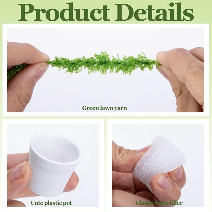 20 Sets Mini Knit Plants DIY Craft Pots, Plastic Flower Pot for Croche - color: White