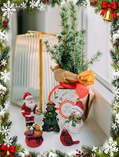 Christmas Miniature Figurines, Small Resin Santa Claus Ornaments Christmas Miniature Ornament Resin for Winter New Year Holiday Party Favors Decorations