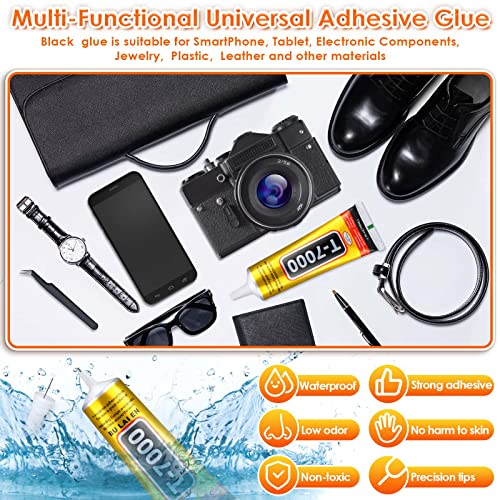 Upgrade T-7000 Black Adhesive Glue, Cridoz 110ml Waterproof Jewelry Glue Precision Craft Adhesive for Cell Phone Screen Repair Glass Wood Crafts Metal and Stones - color: Black
