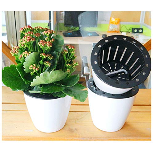 5.2“ Self Watering Planter White Flower Pot, 3 Pcs Medium Planter Pot, Mini Plant Pot, for All Plants, Herbs, African Violets, Succulents, Flowers Or Start Plants, White, 5 inch - size: 5.2 Inch