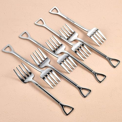 Comicfs 10 Pcs 4.7 Inches Silver Shovel Shape Fruit Forks Cocktail Sticks Set, Stainless Steel Mini Salad Forks Appetizer Cake Dessert Forks Party Supplies (10 Fork, Silver) - color: 10 Pcs Forks-Silver, size: 10 Pcs