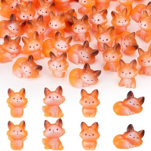 Geelin 60 Pcs Mini Resin Fox Figure Bulk Miniature Figurine - style: Fox