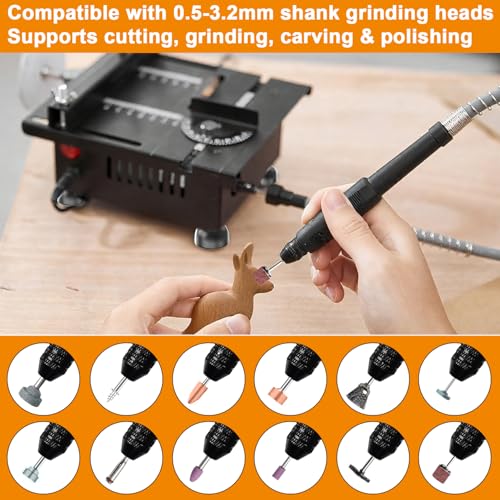 M-T Mini Table Saw for Crafts 7-Speed Hobby Saw 4 Blades Wood PCB Acrylic Cutting