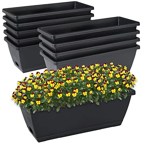 Window Box Planter,10Pack Plastic Vegetable Flower Planters Boxes - color: Black, size: 16.6 x 7 x 5.9 inches