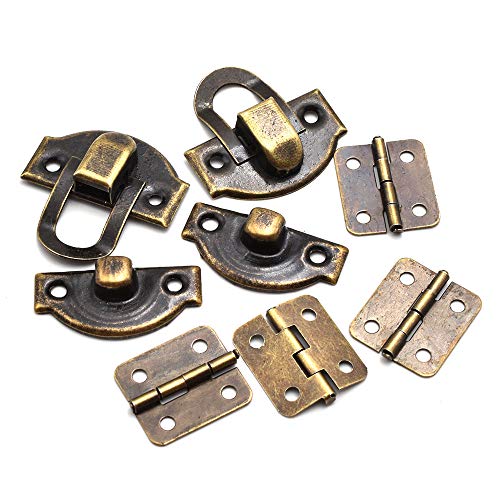 2 Sets mini Bronze Antique Hasp Latch Buckle Kit