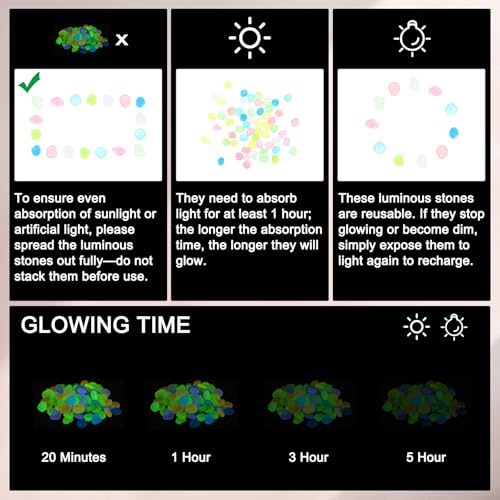 M METERXITY 1000-Pack Glow in The Dark Rocks, 0.43" Resin Outdoor Garden Decorations Luminous Pebbles Stones for Garden Plants/Aquarium/Backyard Path, Aquarium Gravel [Multicolor] - color: Multicolor