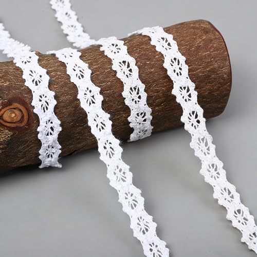 15 Yards Cotton Lace Ribbon, 0.51 Inch Wide - color: White Crochet Mesh