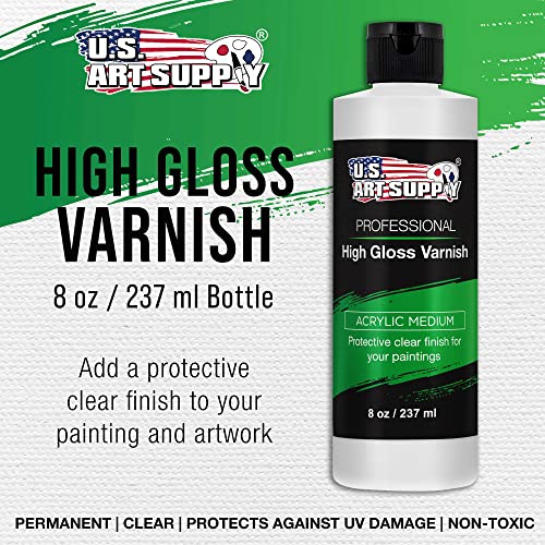 U.S. Art Supply 8oz Acrylic Sealer, High Gloss Varnish for Acrylic Painting - size: 8-ounces