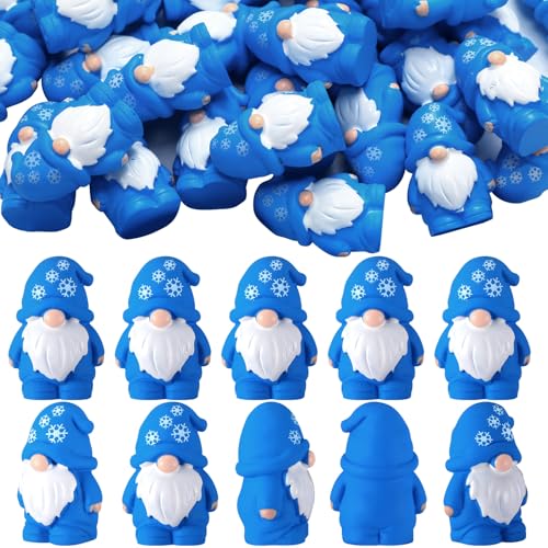 Yaomiao 50 Pcs Mini Resin Winter Gnomes Figurines Winter Snowflake Gnomes Statues Snowflake White and Blue Gnome Figures Table Decor for Holiday Festive Home Kitchen Tiered Tray - style: Winter Snowflake