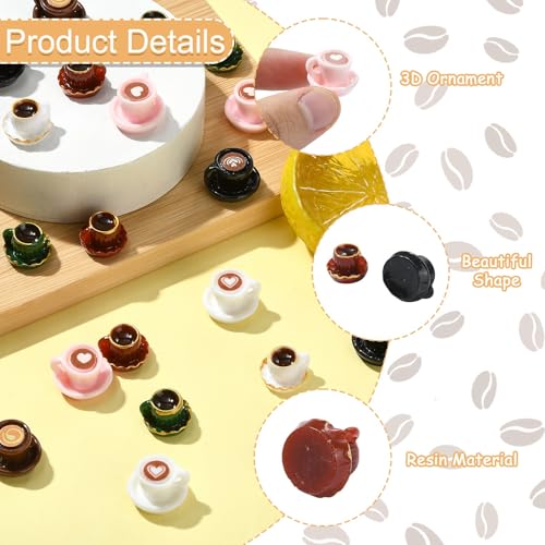 Stiesy 35 Pcs Afternoon Tea Beverages Miniature SetsCoffee Cup Black Tea Figurines Tiny Resin Mug Ornaments for Micro Landscape Desktop Display - color: Coffee Cup/Tea Cup-35pcs