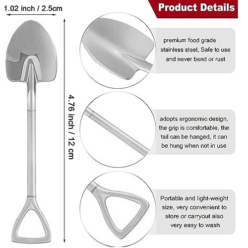 Comicfs 10 Pcs 4.7 Inches Silver Shovel Shape Demitasse Espresso Spoons, Stainless Steel Mini Coffee Spoons Set, Small Spoon for Dessert, Tea, Appetizer, Party Supplies (10 Spoon, Silver) - color: 10 Pcs Spoons-Silver, size: 10 Pcs