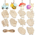 80PCS Unfinished Ornament Wood Crafts, Painting Blank Wooden Cutouts - color: Spring