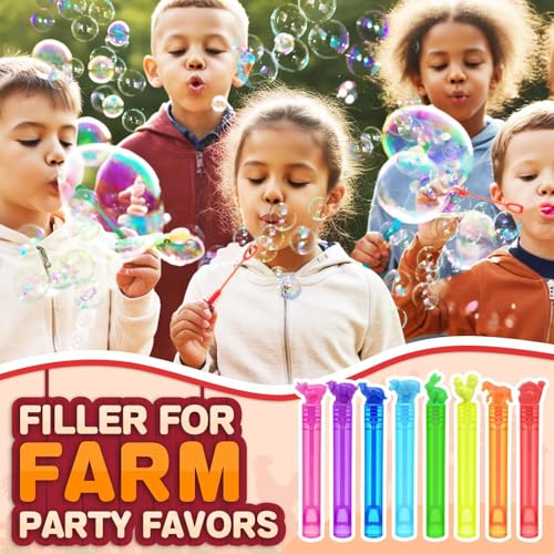Animal Farm Bubbles Gift Box, 32 Pcs Mini Dog Horse Bubble Wands Bulk Toys