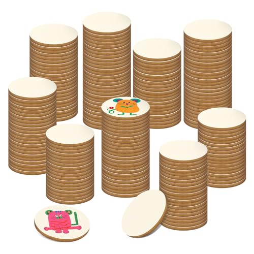 200 Pieces 1 Inch Round Wood Circles for Crafts - size: 1Inch-200PCS