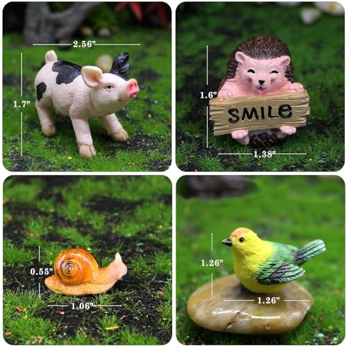 Miniature Garden Animals Ornament Set, 8 Pieces with Pig, Sheep, Dog, Duck, Bird, Snail Figurines, Decorative Outdoor Lawn Decor - color: 8 Pcs Animals Set