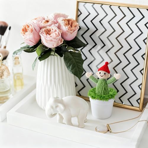 20 Sets Mini Knit Plants DIY Craft Pots, Plastic Flower Pot for Croche - color: White