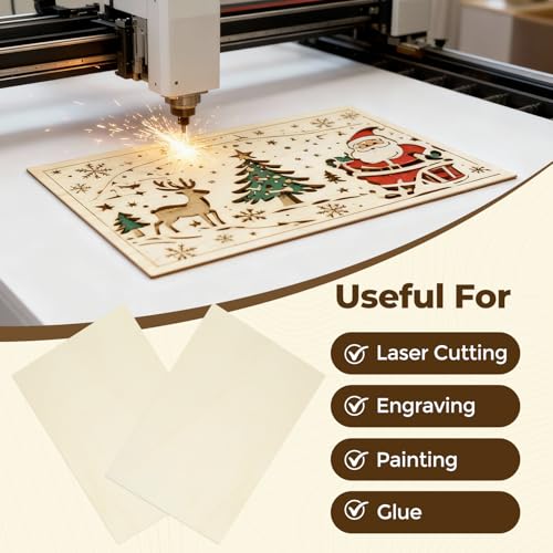 24 Pack Basswood Plywood Sheets 12"x20"x1/8", Basswood for Laser Cutting - color: 24 Pack, size: 12"x20"