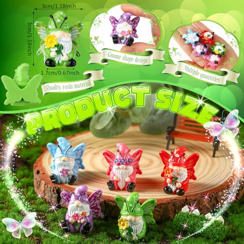 Wesiti 40 Pcs Spring Decoration Butterfly Mini Resin Gnomes 1.18 Inch Spring Miniature Figurine Statues Tiny Gnomes Decor for Table Dollhouse Desk Indoor Outdoor Home Garden Plant Pot - style: Butterfly
