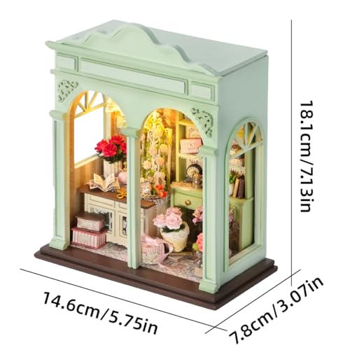 CUTEROOM DIY Miniature House Building Kit for Adults with LED Lights - Realistic Mini Dollhouse Model & Wooden Furniture, Creative Craft Kit for Home Decor Gift- Floral Reverie - style: Floral reverie