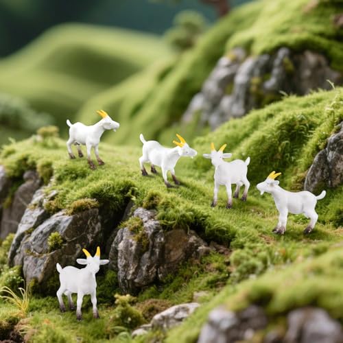 50 Pcs Miniature Goat Figurines Animal Figurines Set Plastic Realistic Mini Resin Lamb for Micro Landscape Fairy Garden Decor DIY Props - color: Goat
