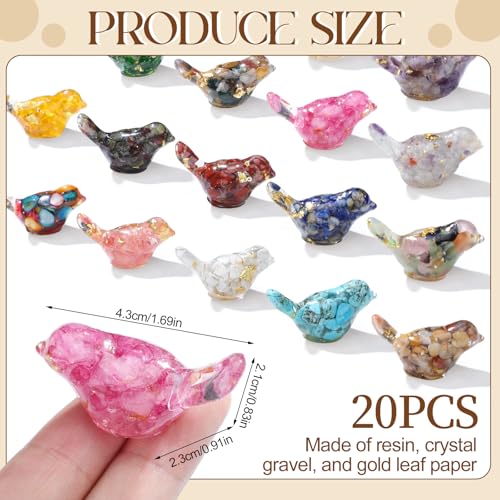 20pcs Crystal Figurines Glass Statue Resin Animal Statues Miniature Decorative Gravel Animal Collectible Figurines Table Home Shelf Decor Gifts for Animals Women Lovers(Bird) - style: Classic