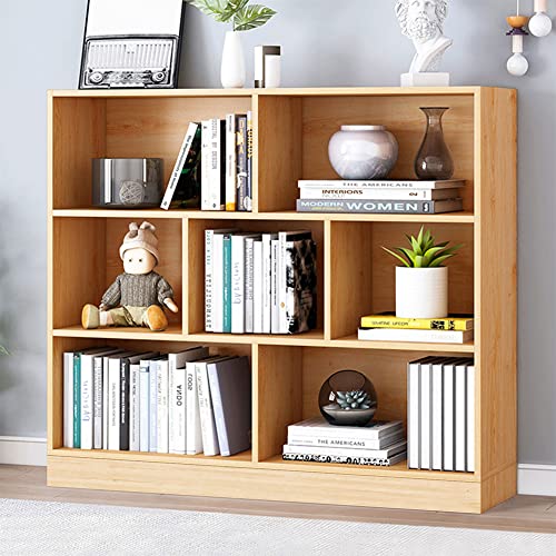 IOTXY Open Shelf Low Bookcase - Wooden 3-Tier Cube Bookshelf, Pear Yellow - color: Pear Yellow, size: 80CM Base