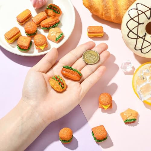 Stiesy 16 Pcs Mini Hamburger Replicas Set Resin Miniature Food Figurines Bread Models for Diner Theme Display Adult Collectible Shelf Decor Mixed Style - color: Hamburger-16pcs
