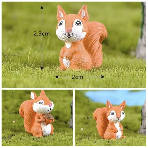 Cute Squirrel Family Figurine Set - Miniature Garden Fairy Ornament for DIY Home Decor, Micro Landscape Accessories, Bonsai Craft Decor, Fairy Garden Decorations, 3Pack