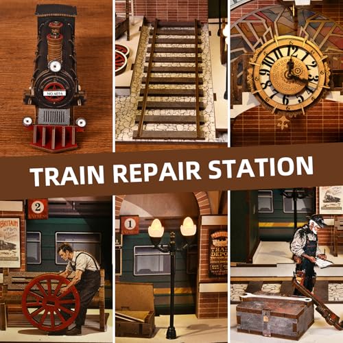 TOYQI Book Nook Kit for Adult, DIY Miniature Dollhouse Kit, Train Model - color: Train Station