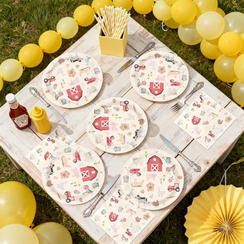100 Pcs Farm Animal Birthday Party Decorations, Serves 50 - style: Farm Chicken Set
