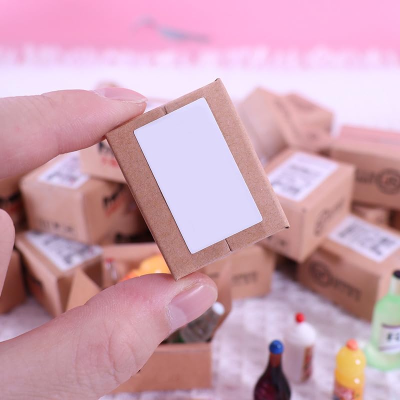 5Pcs Random Creative Small Mini Express Box + Mini Bottles Creative Micro Bottle Mini Express Food Surprise Resin Ornament Mini Express Box Beverage Bottle Gift