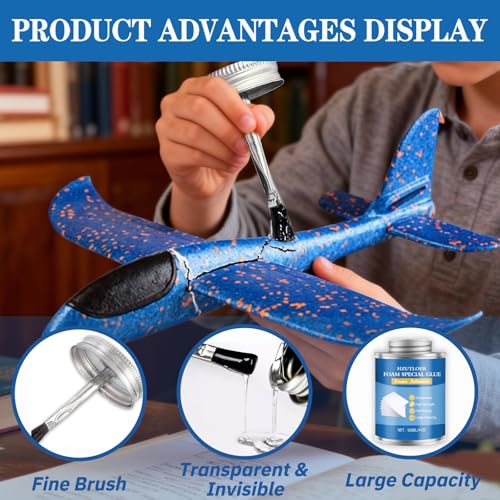 4OZ Foam Glue with Brush,High Strength Clear Foam Adhesive for EVA Sponge Rubber Pearl Cotton Plastic Sheets,Waterproof Glue for DIY Crafts Model Making Home Repairs