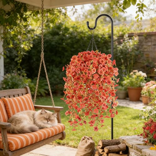 Artificial Fall Flowers for Outdoors UV Resistant Fake Mums Orange Decor - color: Full Orange