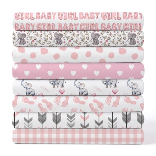 Tigeen 8 Pcs Fat Quarters Fabric Bundles, Pink Baby Girl - style: Pink Baby Girl