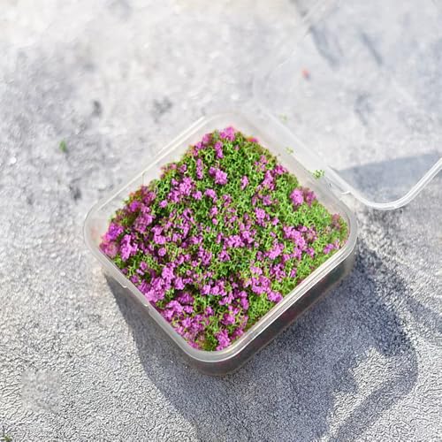 Miniature Tree Powder & Static Grass Flock with 2.17x2.17x0.8in Box, Realistic Model Turf for DIY Micro Landscape, Diorama Scenery, Fairy Garden, Model Railroad & Miniature Craft Projects.Light Purple - color: Light Purple