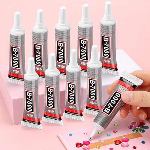 cridoz B7000 Jewelry Glue for Rhinestones,10Pack Flexible Super Glue Gel with Precision Tip Multi Function Clear Gem Glue Fabric Adhesive for Cloth Metal Stone Bead Jewelry Making Wood Glass - size: 10x15ml/0.5 oz